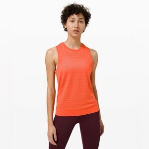 Orange Lululemon Breeze By Muscle Tank